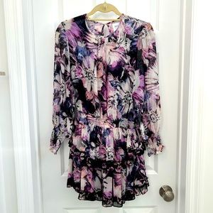 MISA long sleeve purple floral dress